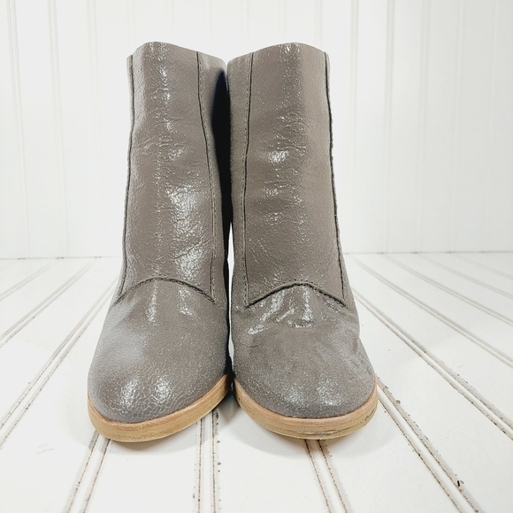 New Marc By Marc Jacobs Grey Textured Leather Block Heel Ankle Boots K135 - Picture 3 of 12